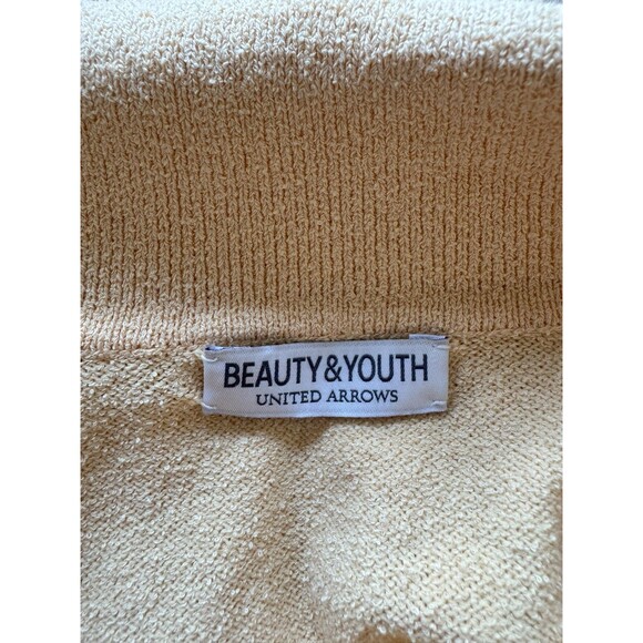 Beauty&Youth United Arrows Mens M Yellow Gauge Balloon Skipper Knit SweaterPolo - Picture 4 of 9